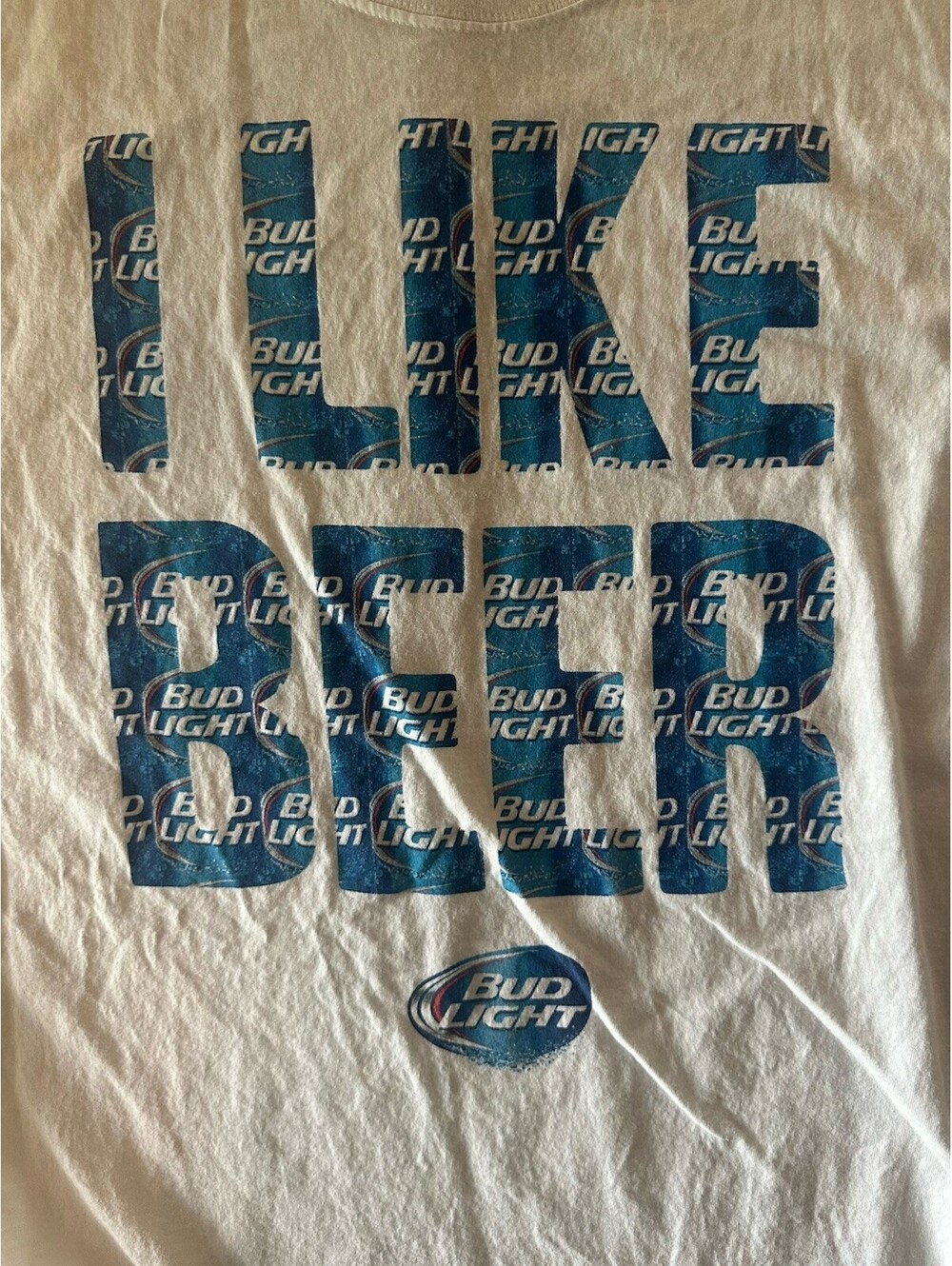 Bud Light Beer Graphic T Shirt Mens 2XL White Logo Print Casual Party Beer Tee